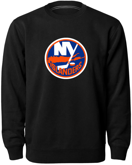 New York Islanders NHL Bulletin Men's Black Twill Logo Express Crew Sweater