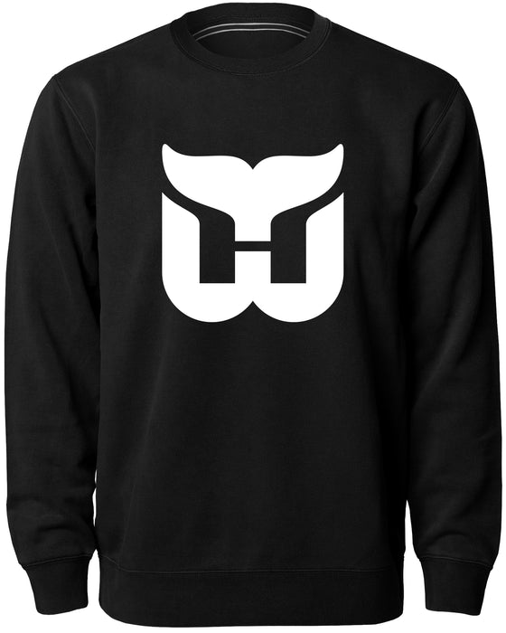 Hartford Whalers NHL Bulletin Men's Black Twill Logo Express Crew Sweater