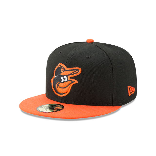 Baltimore Orioles MLB New Era Casquette ajustée route noire orange 59Fifty Authentic Collection pour hommes 