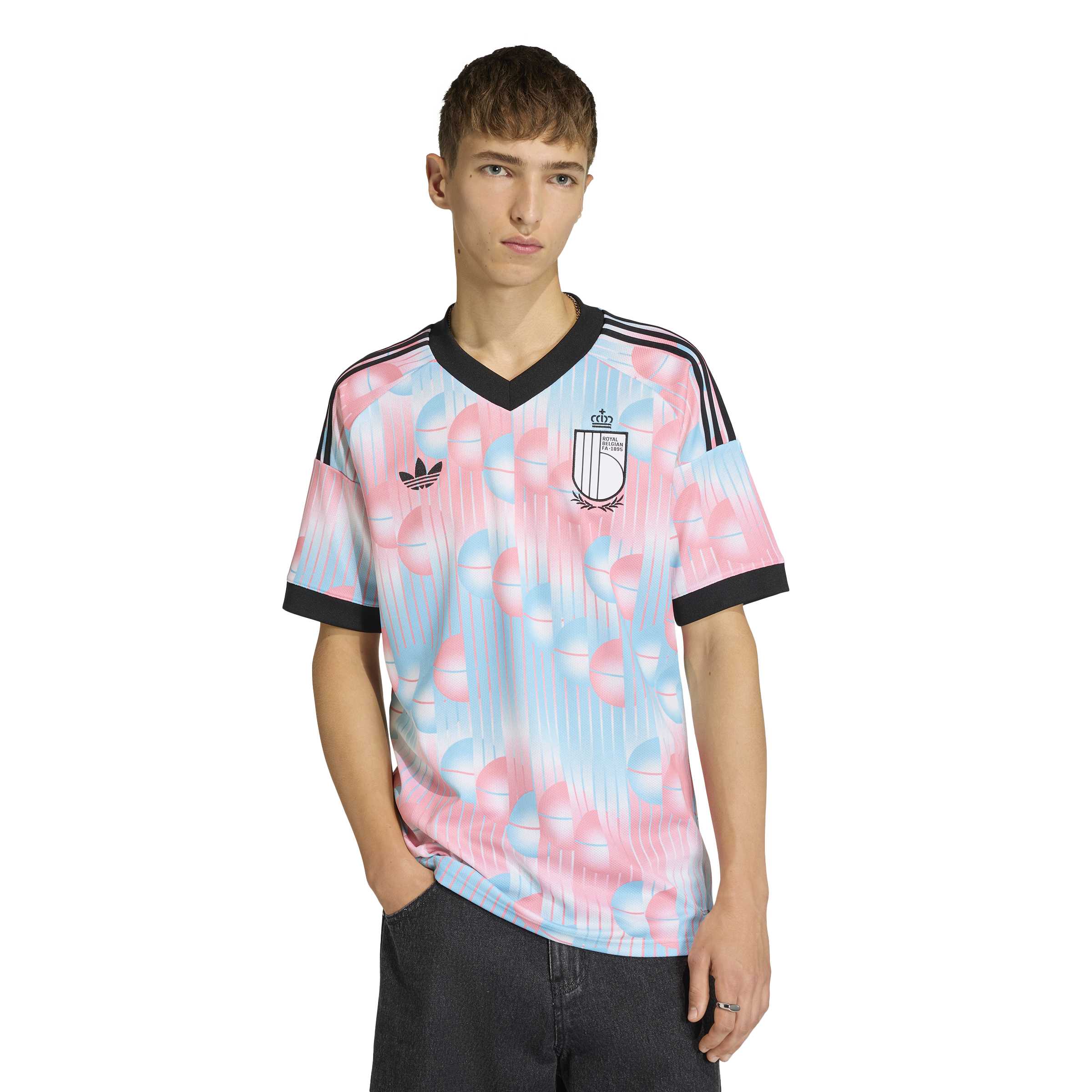 Belgium National Team FIFA Adidas Men's Pink/Light Blue 2026 Replica Away Jersey