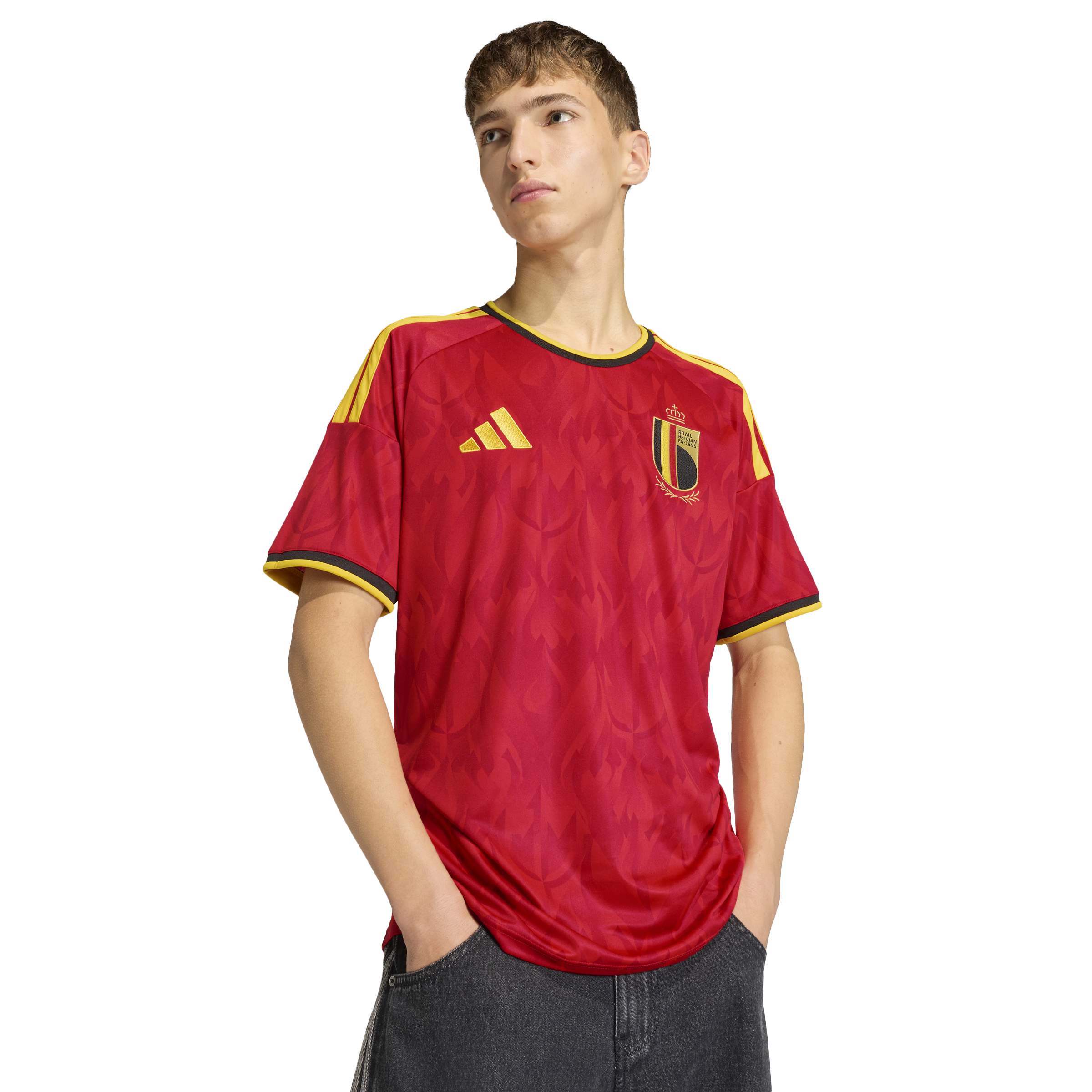 Maillot domicile réplique rouge FIFA Adidas de l'équipe nationale belge pour homme, saison 2025/26