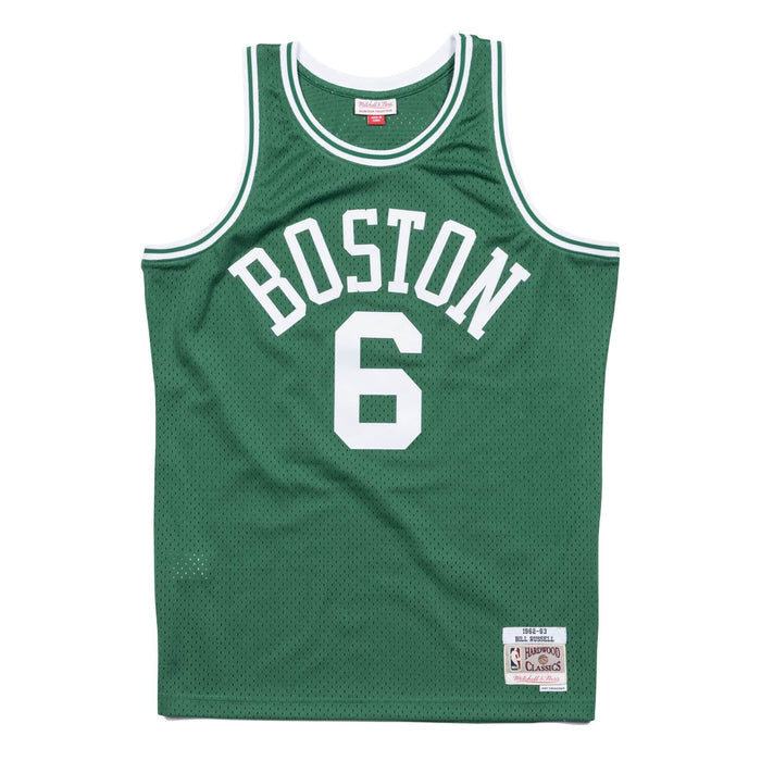 Bill Russell Boston Celtics NBA Mitchell & Ness Men's Green 1962-63 Hardwood Classics Swingman Jersey