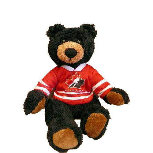 Maison en peluche Black Bear Hockey Canada IIHF 10" Curly Gritter