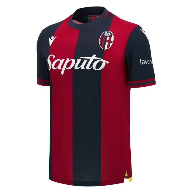 Maillot authentique Macron rouge pour homme Bologne FC Serie A 2024/25