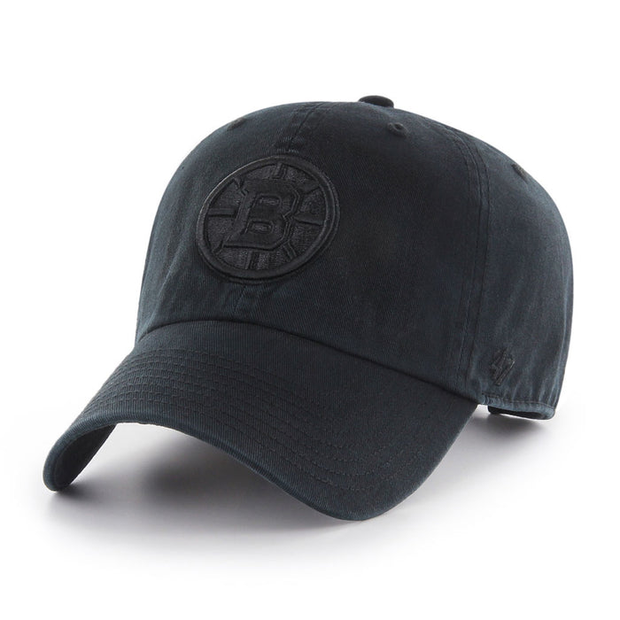Boston Bruins NHL 47 Brand Men's Black on Black Clean Up Adjustable Hat