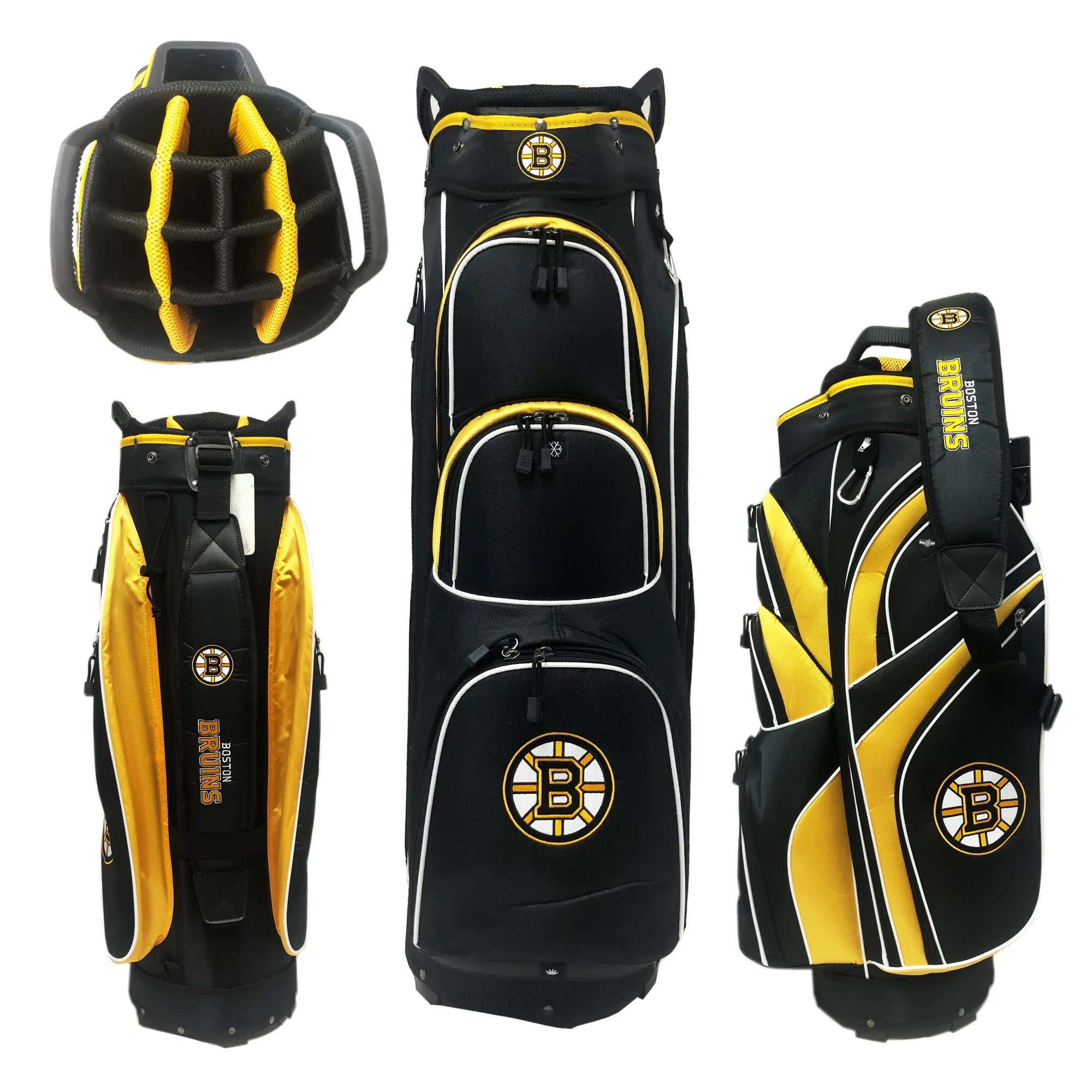 Sac de chariot de golf noir/jaune LNH des Bruins de Boston