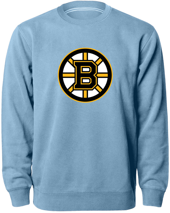Boston Bruins NHL Bulletin Men's Light Blue Twill Logo Express Crew Sweater
