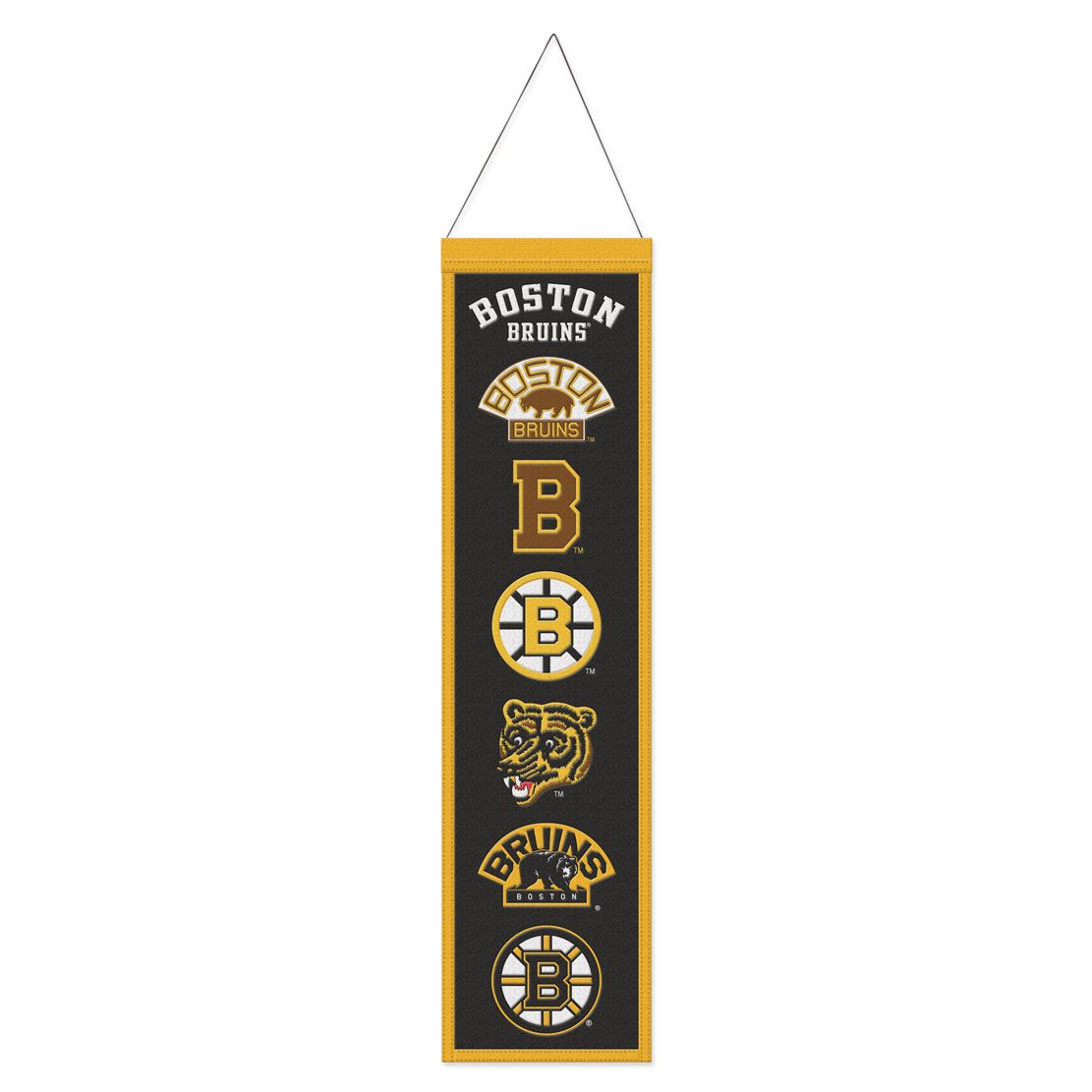 Bannière avec logo en laine Heritage WinCraft des Bruins de Boston de la LNH 8"x32"