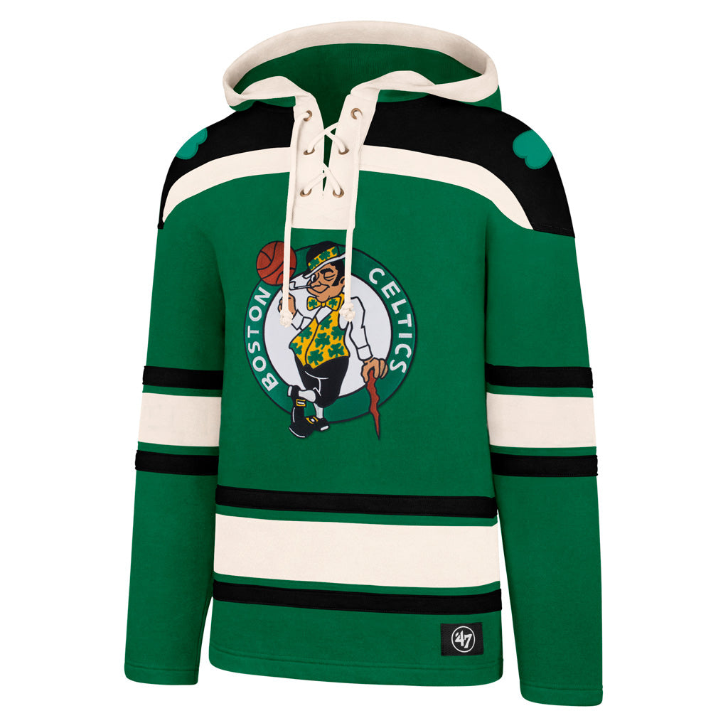 Boston Celtics NBA 47 Brand Sweat à capuche vert épais en dentelle pour hommes