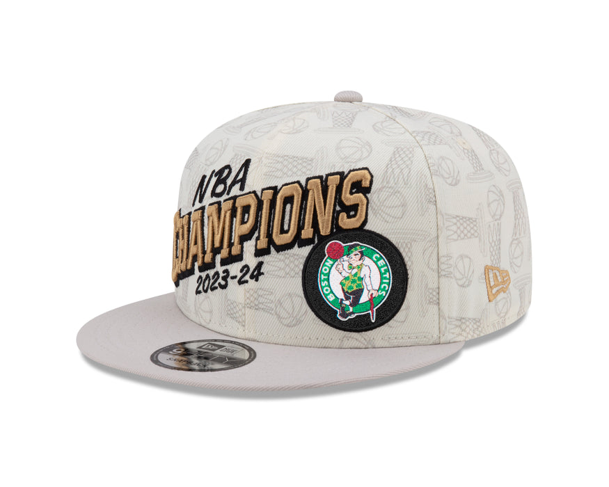 Boston Celtics NBA New Era Men's Cream 9Fifty 2024 Finals Champions Locker Room Snapback