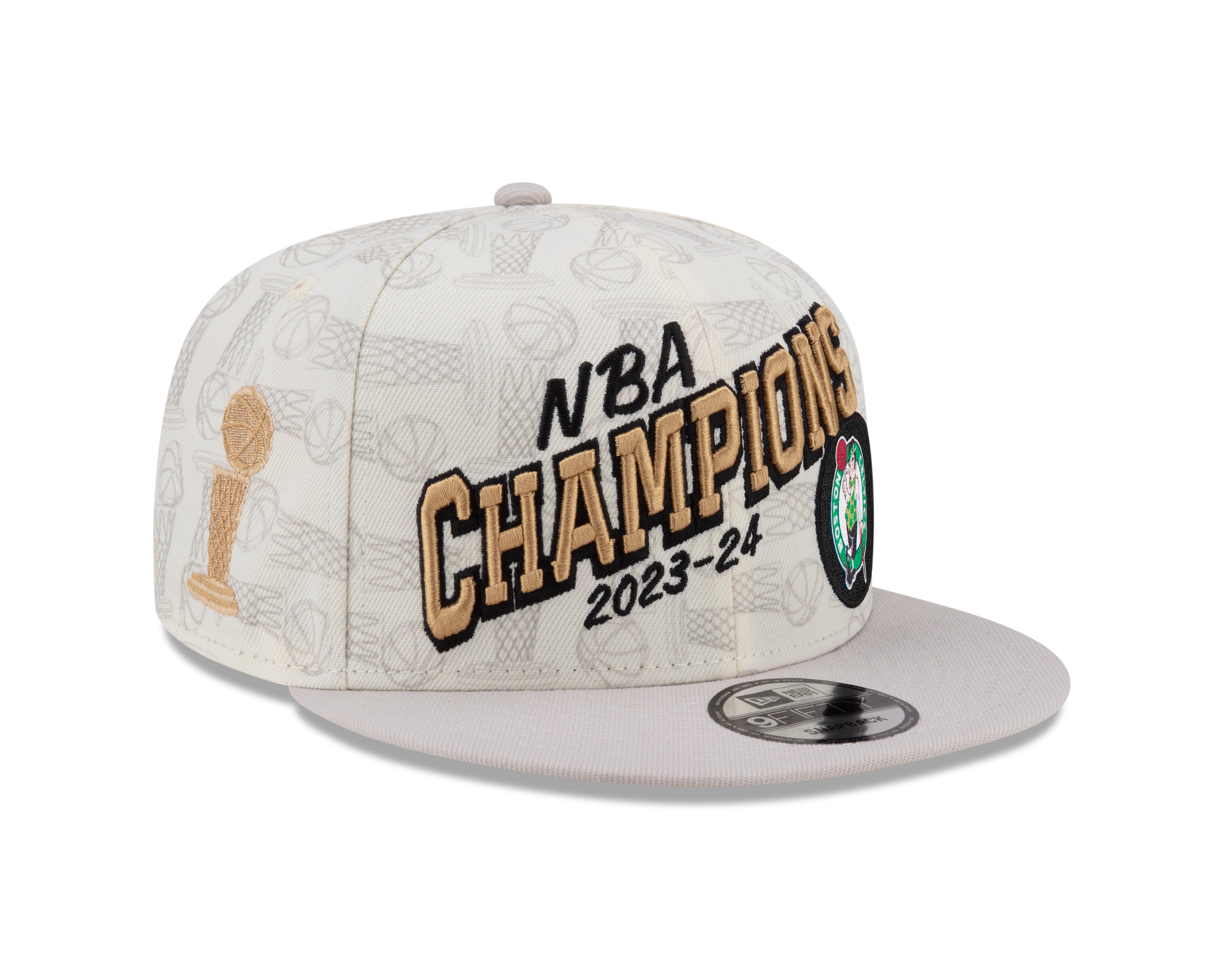 Boston Celtics NBA New Era Crème 9Fifty 2024 Finals Champions Locker Room Snapback pour homme