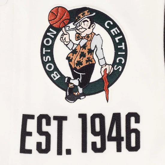 Boston Celtics NBA Pro Standard Men's Eggshell/Black Modern Originals Rib Wool Varsity Jacket
