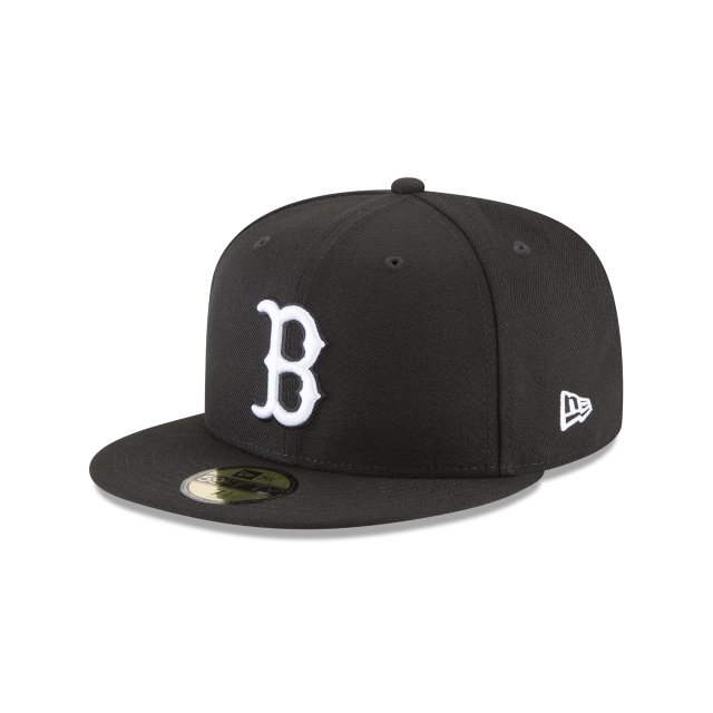 Boston Red Sox MLB New Era Men's Black/White 59Fifty Basic Fitted Hat