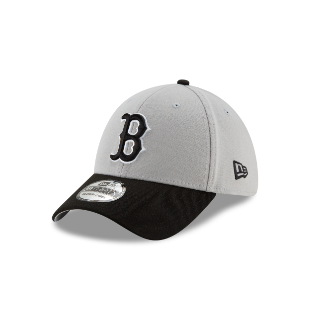 Boston Red Sox MLB New Era Men's Gray Black 39Thirty Team Classic Stretch Fit Hat