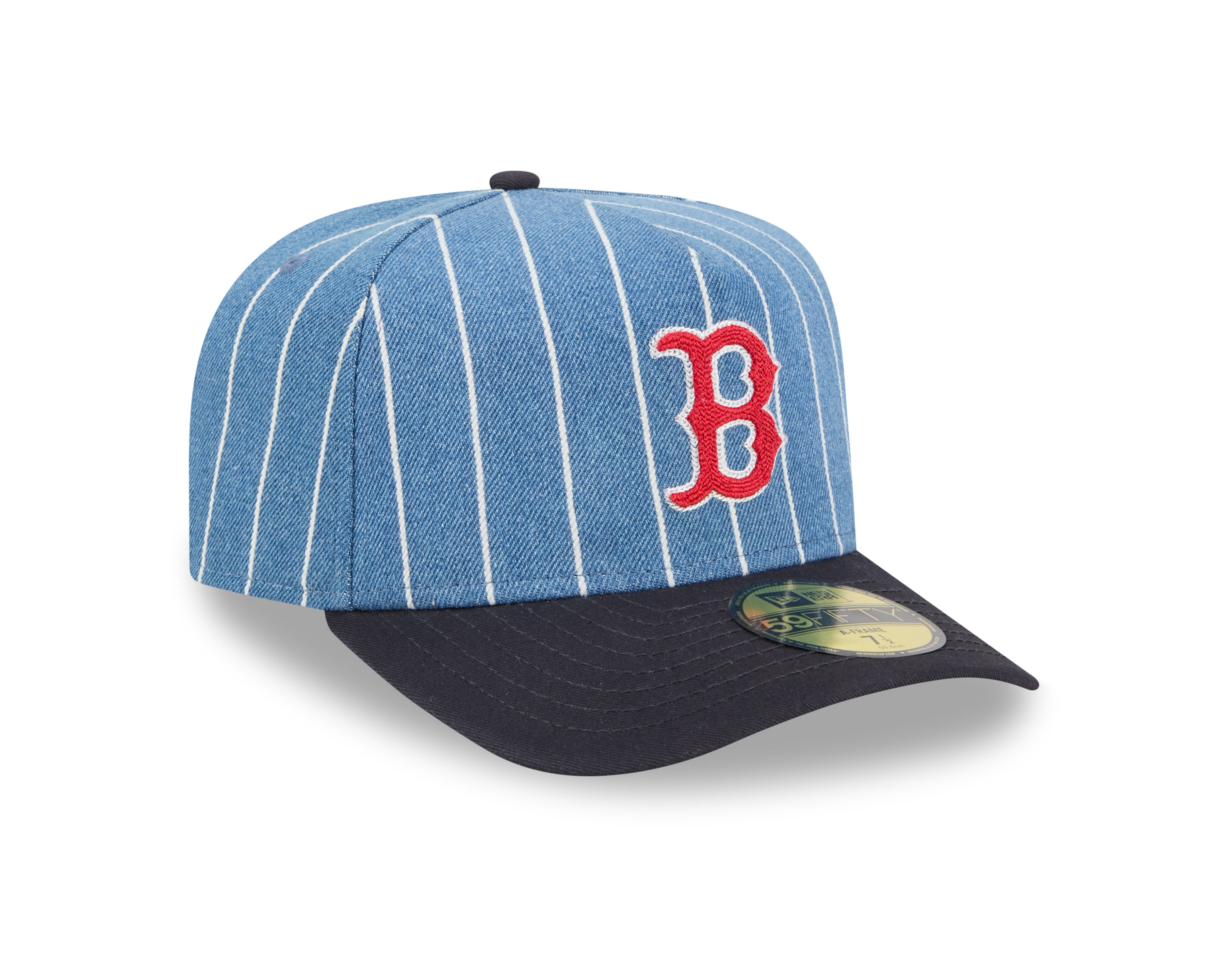 Boston Red Sox MLB New Era Men's Light Blue/Black 59Fifty A-Frame Parallel Fitted Hat