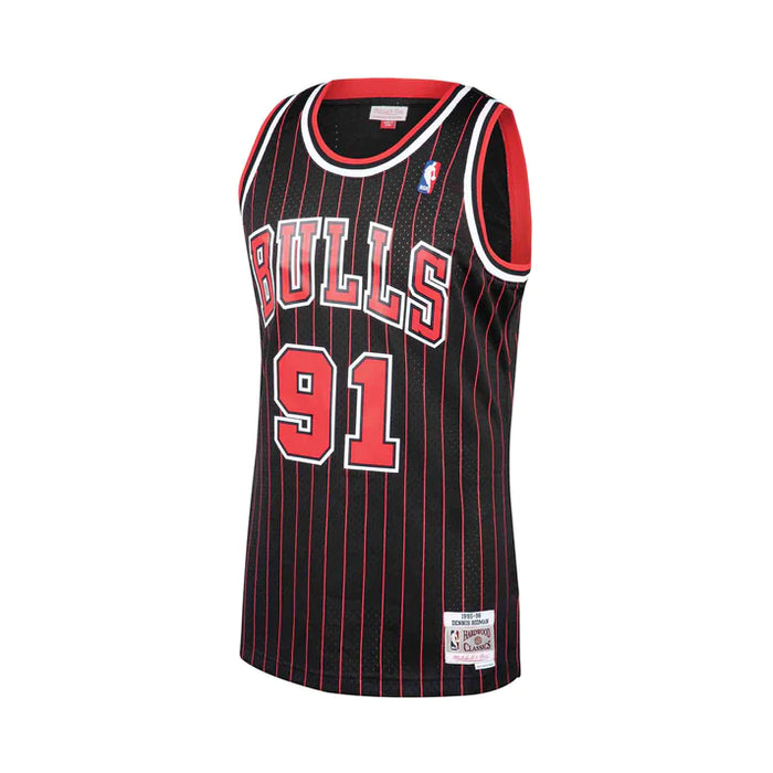 Dennis Rodman Chicago Bulls NBA Mitchell & Ness Men's Black 1995-96 Hardwood Classics Swingman Jersey