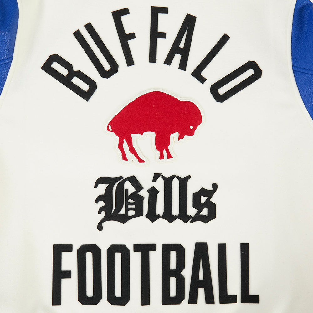 Buffalo Bills NFL Pro Standard Men's Eggshell/Royal Blue Modern Originals Rib Wool Varsity Jacket
