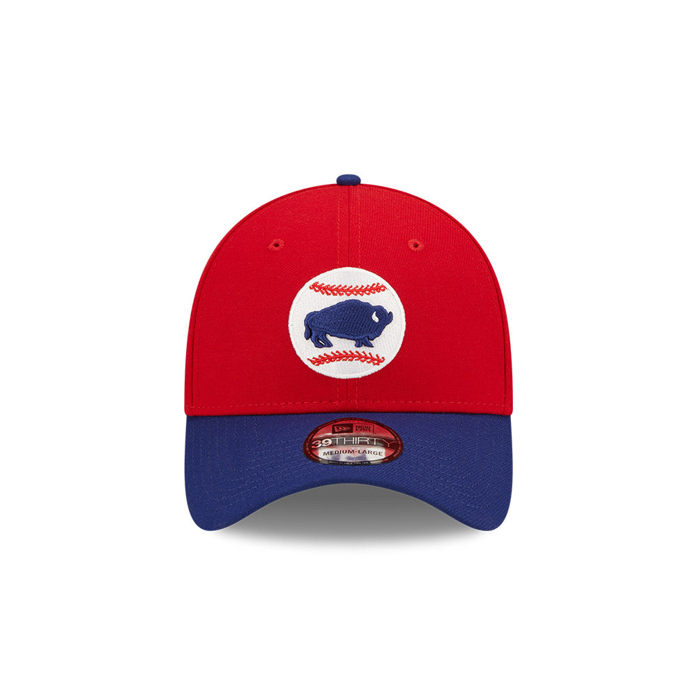 Buffalo Bisons MiLB New Era Men's Red/Navy 39Thirty Alternate Authentic Collection Stretch Fit Hat