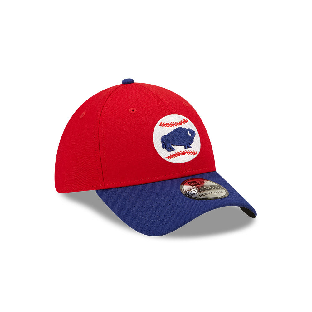 Buffalo Bisons MiLB New Era Men's Red/Navy 39Thirty Alternate Authentic Collection Stretch Fit Hat