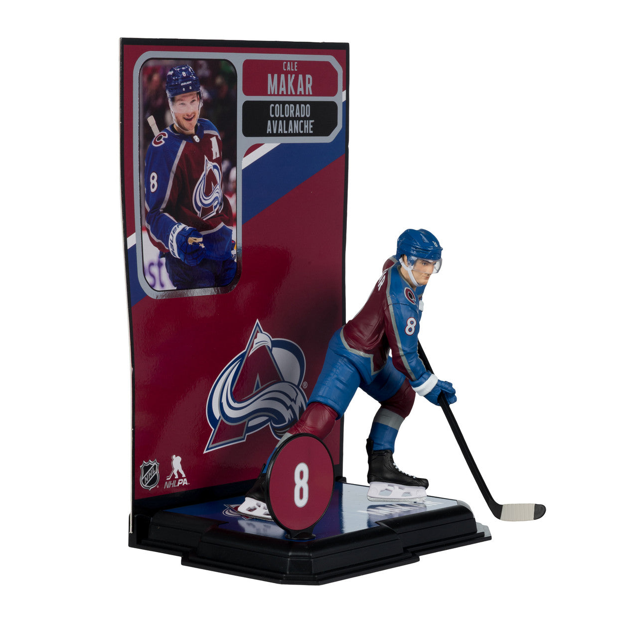 Cale Makar, Colorado Avalanche, NHL, McFarlane Toys, uniforme domicile, série Legacy, figurine articulée de 7 pouces.