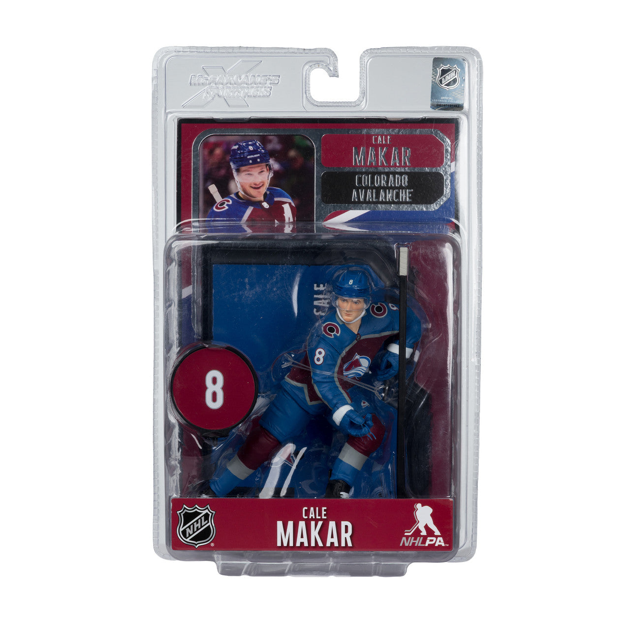 Cale Makar, Colorado Avalanche, NHL, McFarlane Toys, uniforme domicile, série Legacy, figurine articulée de 7 pouces.