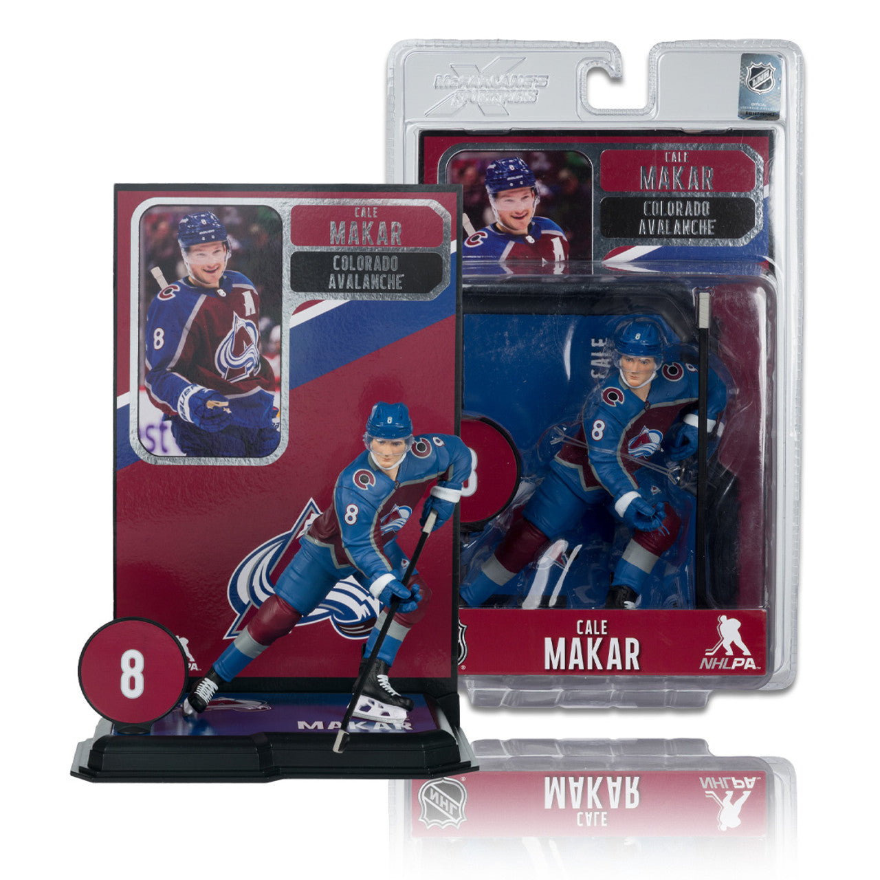 Cale Makar, Colorado Avalanche, NHL, McFarlane Toys, uniforme domicile, série Legacy, figurine articulée de 7 pouces.