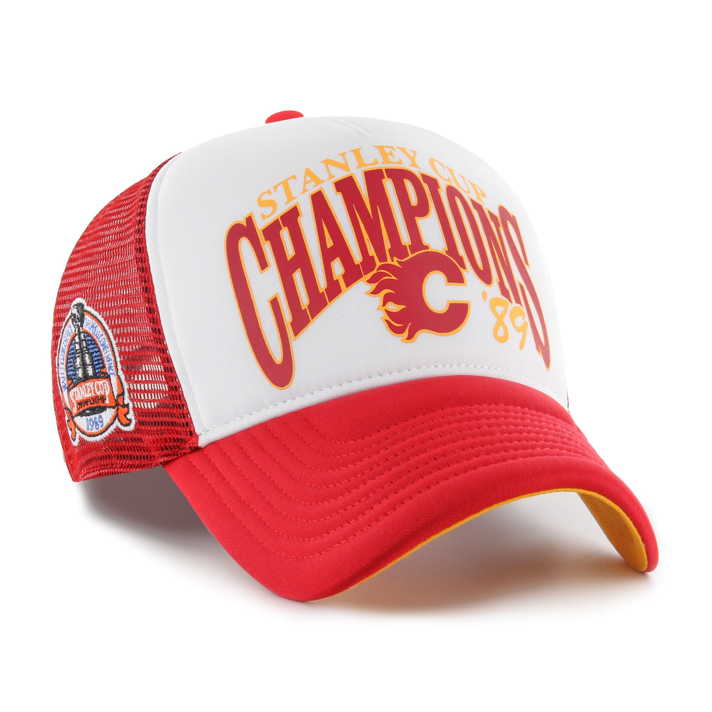 Calgary Flames NHL 47 Brand Men's Red Championship Offside Foam Trucker Snapback