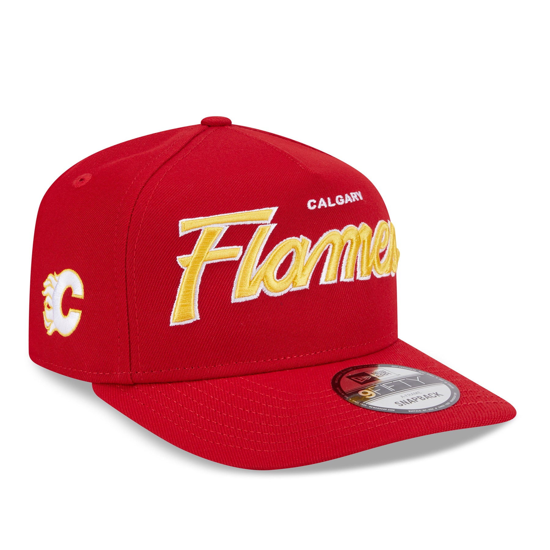 Calgary Flames NHL New Era Men's Red 9FIfty Script A-Frame Snapback