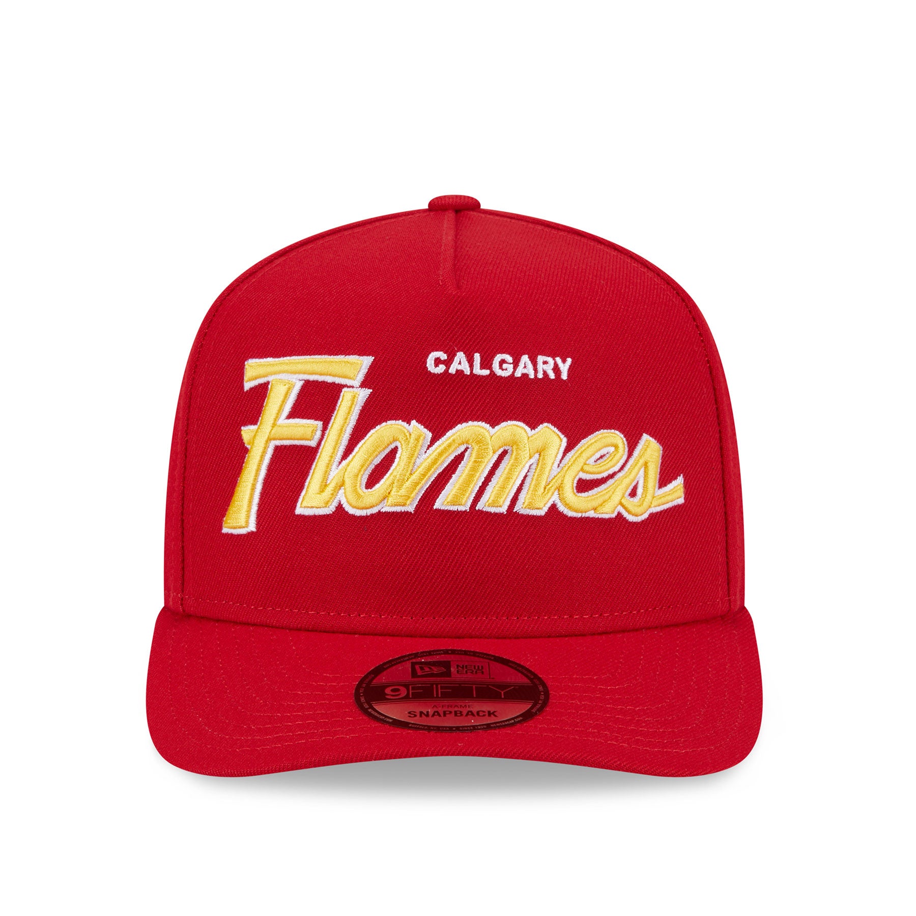 Calgary Flames NHL New Era Men's Red 9FIfty Script A-Frame Snapback