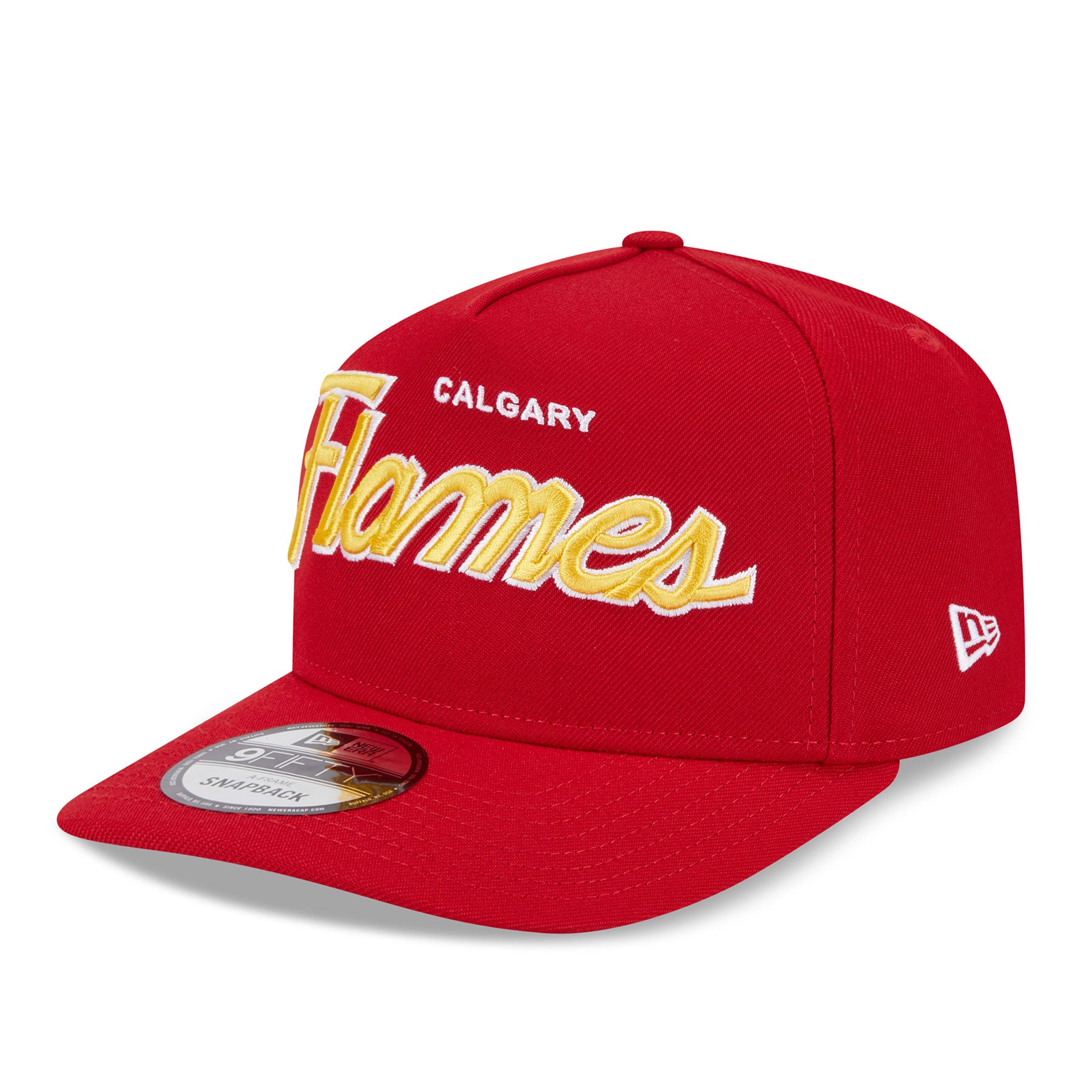 Calgary Flames NHL New Era Men's Red 9FIfty Script A-Frame Snapback