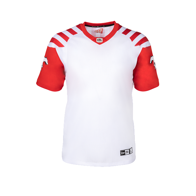 Maillot réplique extérieur 2023 blanc des Stampeders de Calgary CFL New Era pour homme