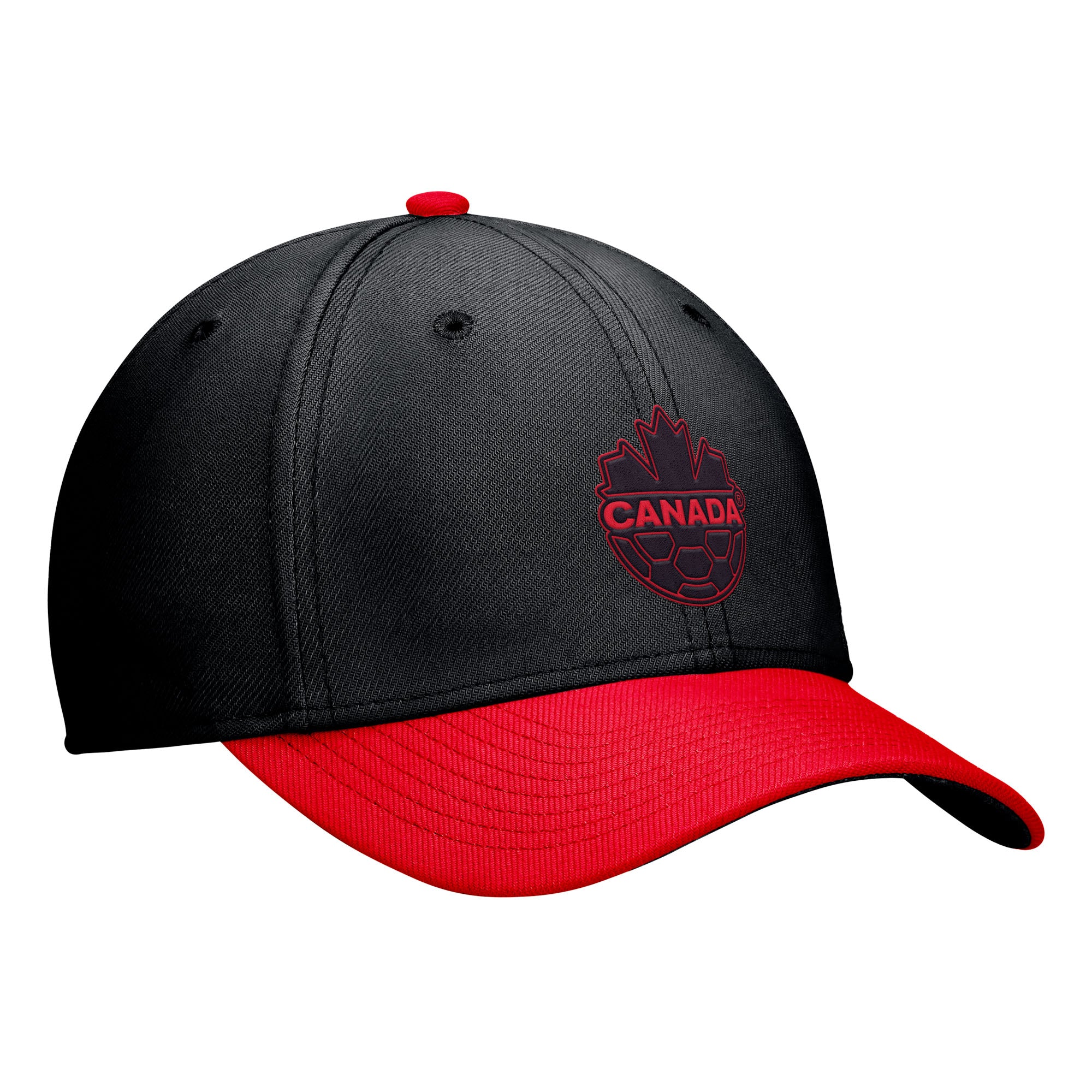 Canada Soccer FIFA Nike Men's Black/Red Colorblock Rise Swoosh Flex Hat
