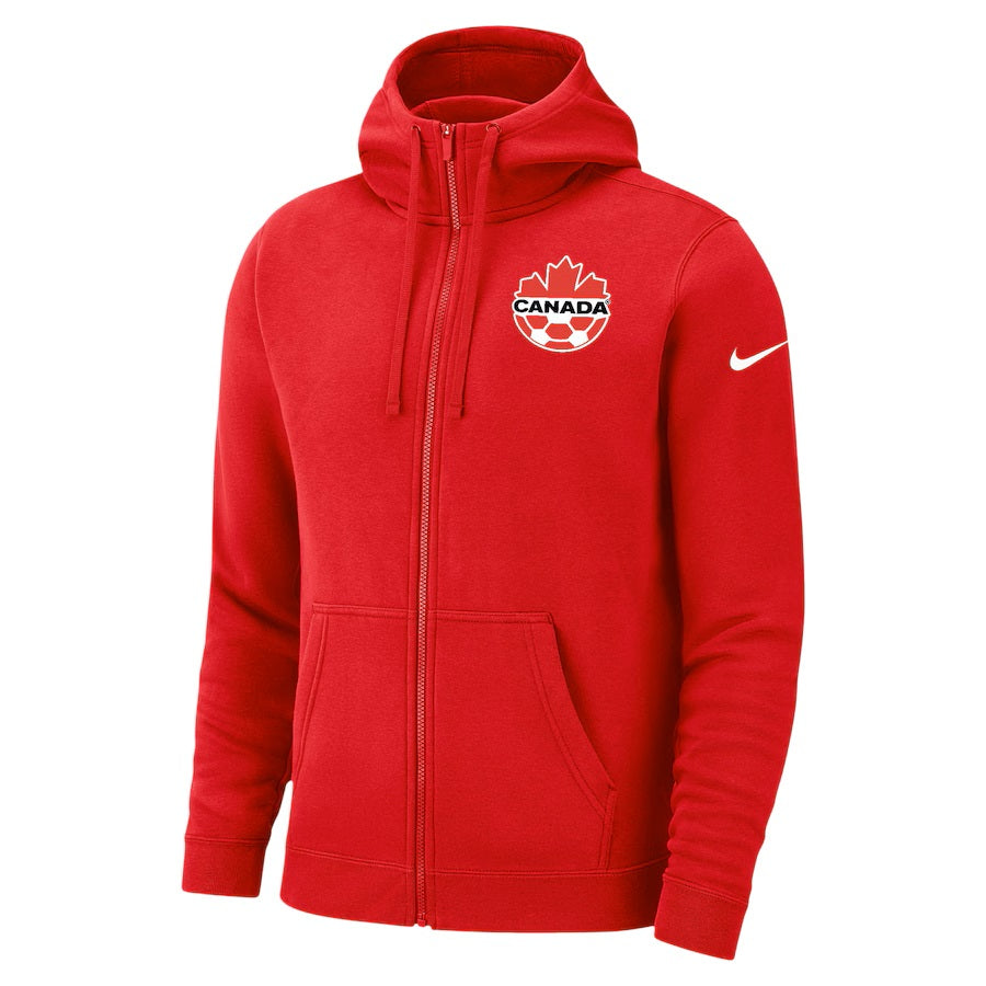 Sweat à capuche entièrement zippé Nike rouge pour homme de la FIFA Canada Soccer