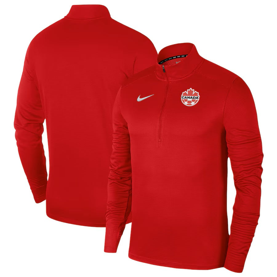 Canada Soccer FIFA Nike Men's Red 1/4 Zip Pacer Long-sleeve Shirt