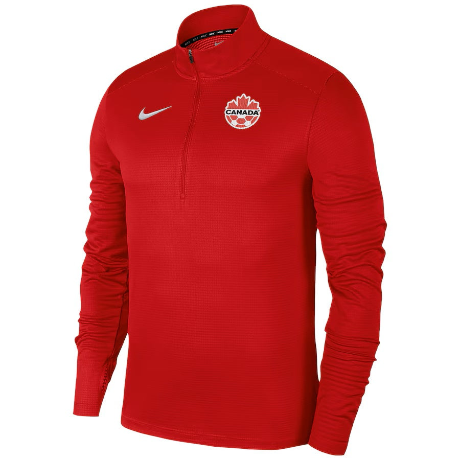 Maillot à manches longues Nike Pacer rouge à 1/4 de fermeture éclair pour homme de la FIFA Canada Soccer