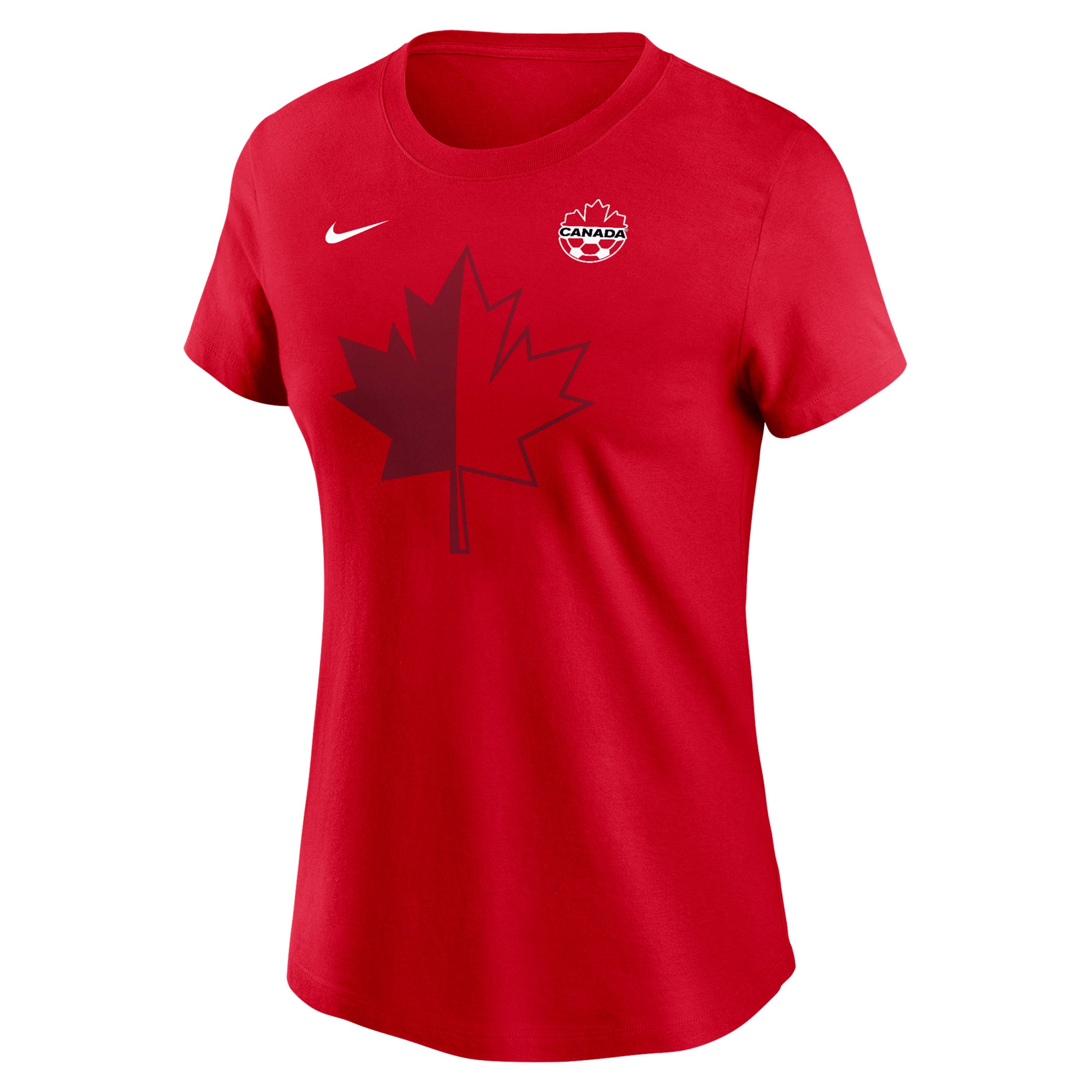 Canada Soccer FIFA Nike Women's Red Core Leaf T-Shirt