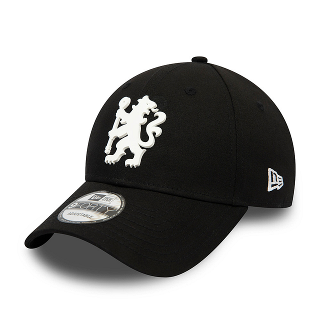 Chelsea FC EPL New Era Men's Black 9Forty Rubber Logo Adjustable Hat