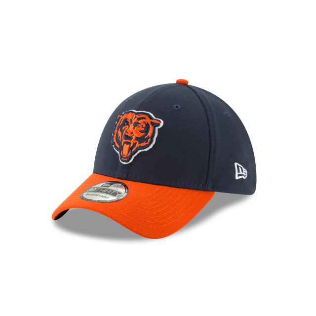 Chicago Bears NFL New Era Casquette extensible classique 39Thirty Team pour hommes bleu marine/orange