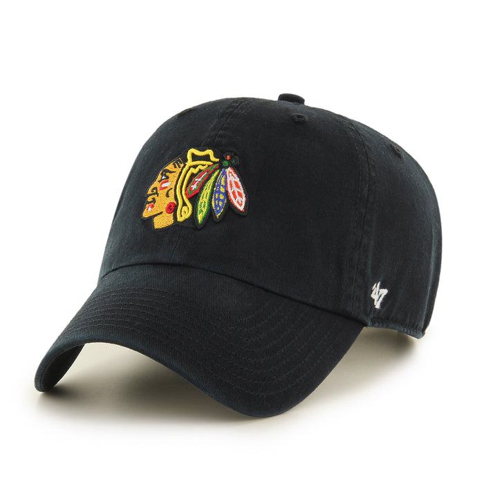 Chicago Blackhawks NHL 47 Brand Men's Black Clean Up Adjustable Hat