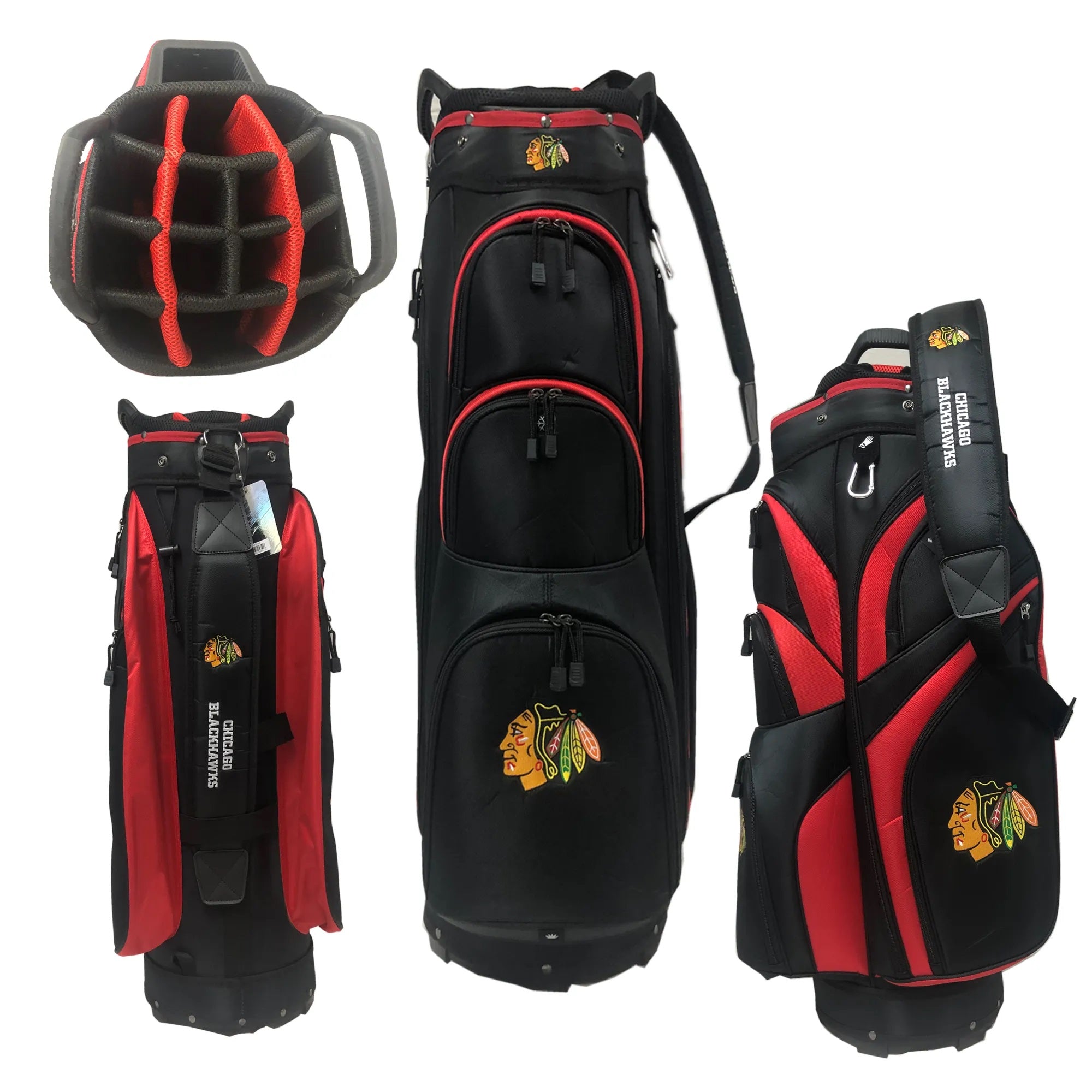 Sac de chariot de golf noir/rouge NHL des Blackhawks de Chicago