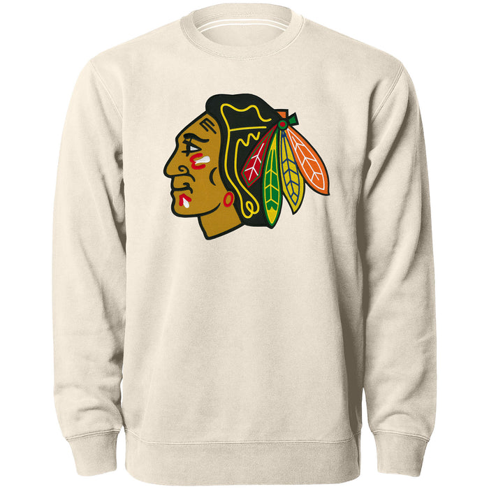 Chicago Blackhawks NHL Bulletin Men's Natural Twill Logo Express Crew Sweater
