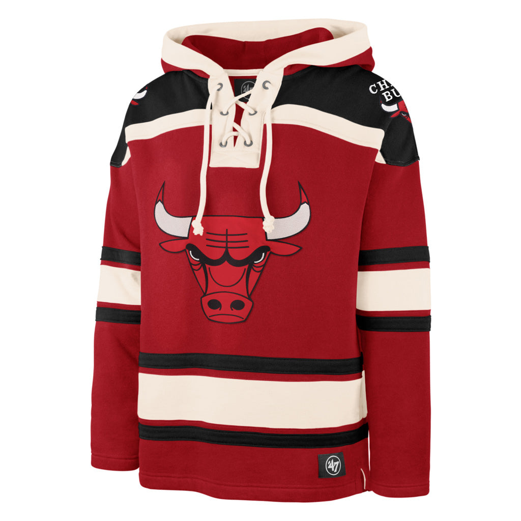 Sweat à capuche rouge épais Lacer des Chicago Bulls NBA 47 Brand pour hommes