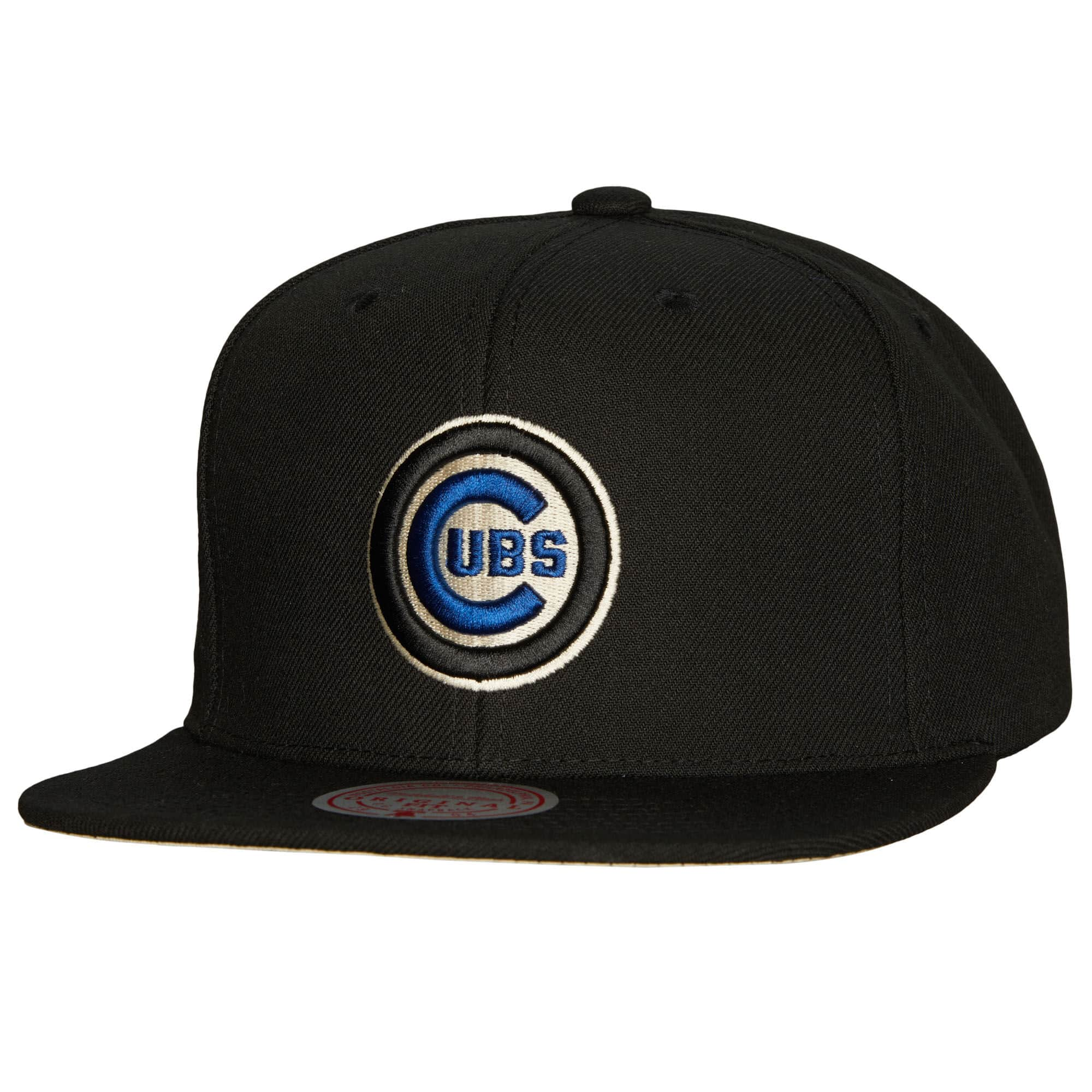 Chicago Cubs MLB Mitchell & Ness Men's Black Team Classic Snapback