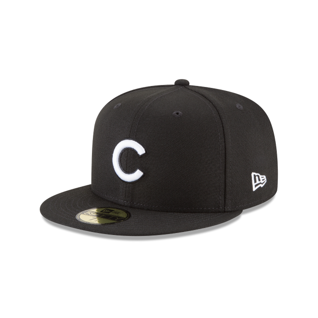 Chicago Cubs MLB New Era Men's Black White 59Fifty Basic Fitted Hat