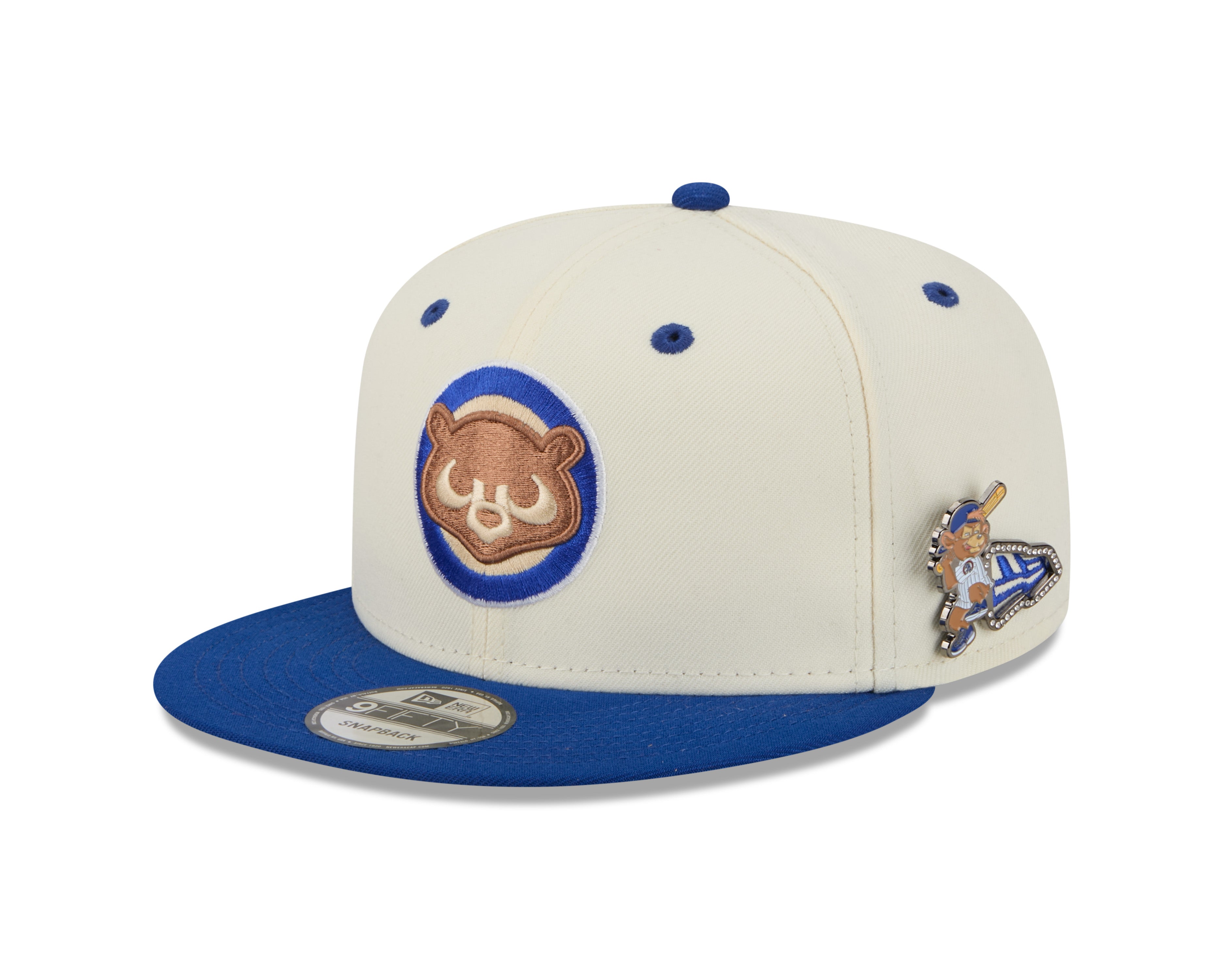 Chicago Cubs MLB New Era Men's Cream/Royal Blue 9Fifty Mascot Pin Snapback