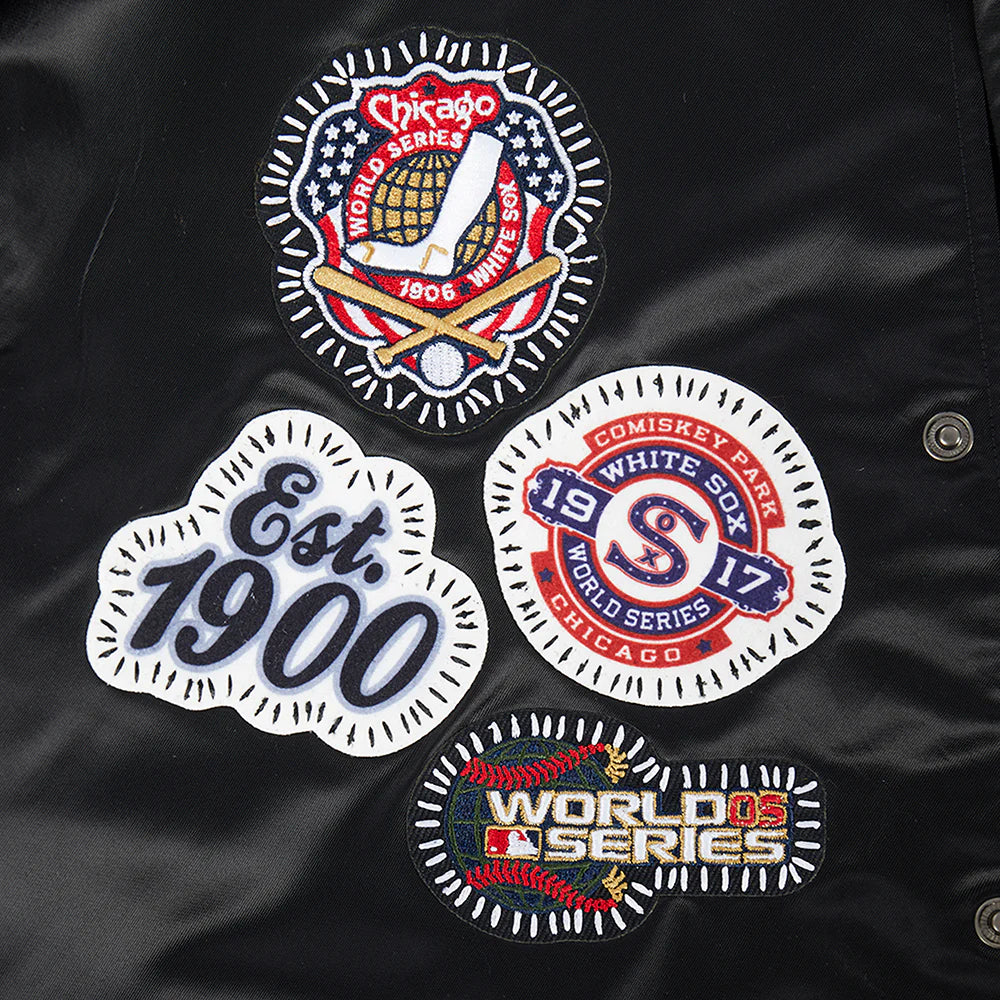 Veste en satin côtelé noir Chicago White Sox MLB Pro Standard pour homme, à surpiqûres personnalisées