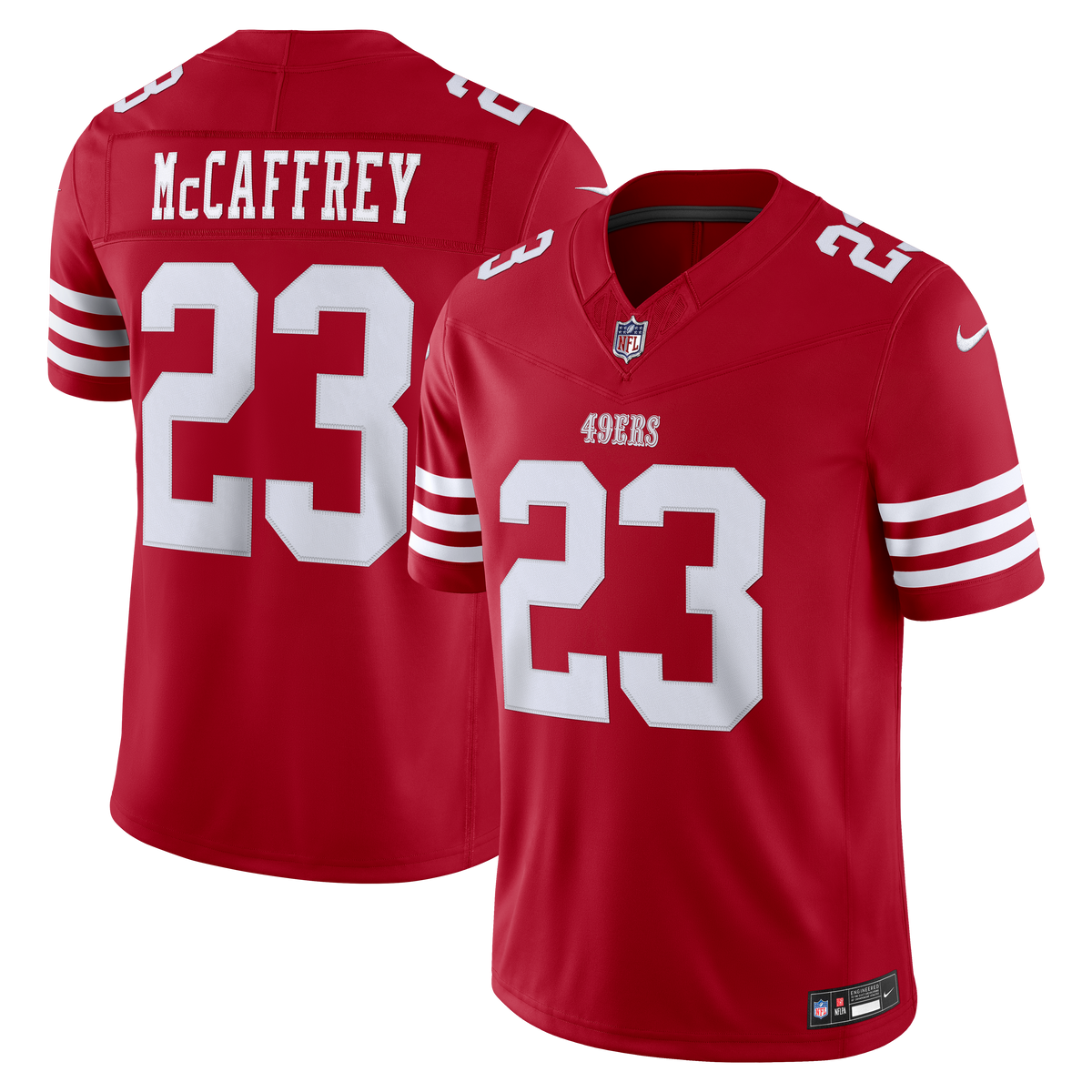 Christian McCaffrey San Francisco 49ers NFL Nike Men's Red Vapor F.U.S.E. Limited Player Sewn Jersey