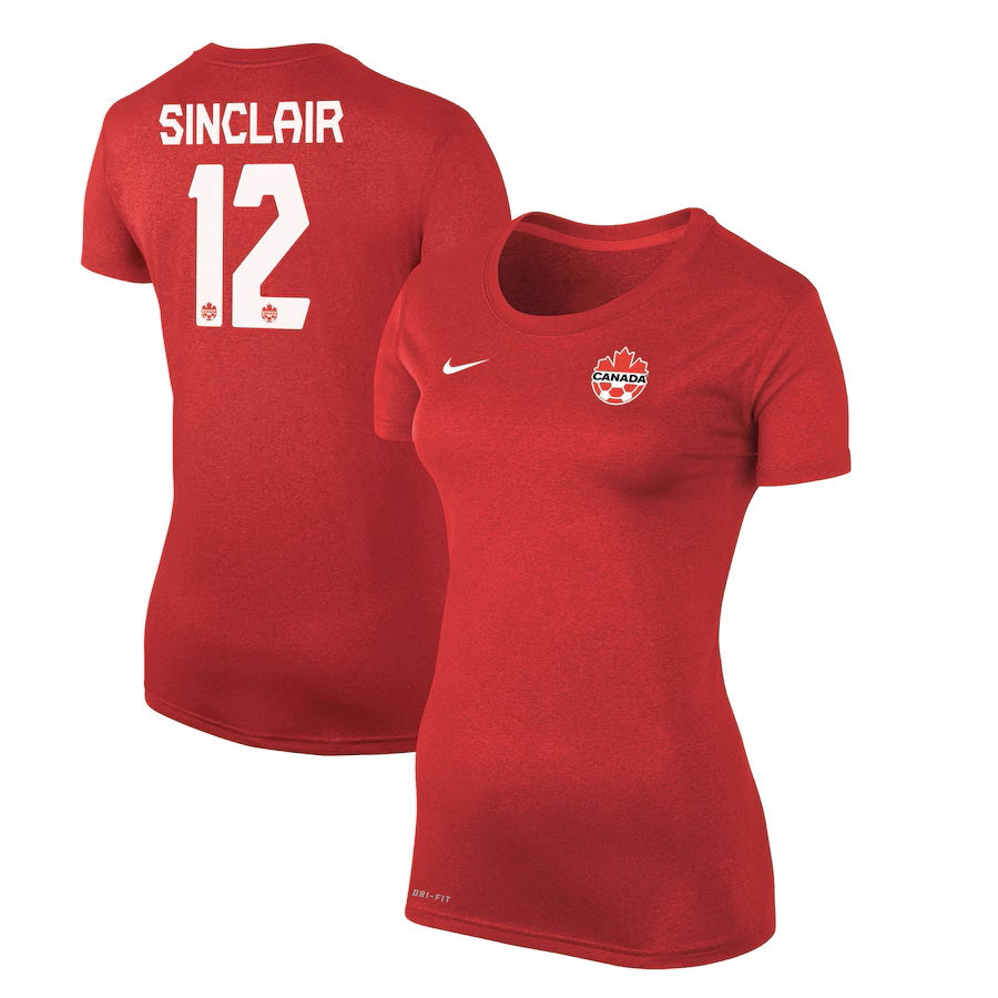 Christine Sinclair Canada Soccer FIFA Nike T-shirt rouge Legend pour femme