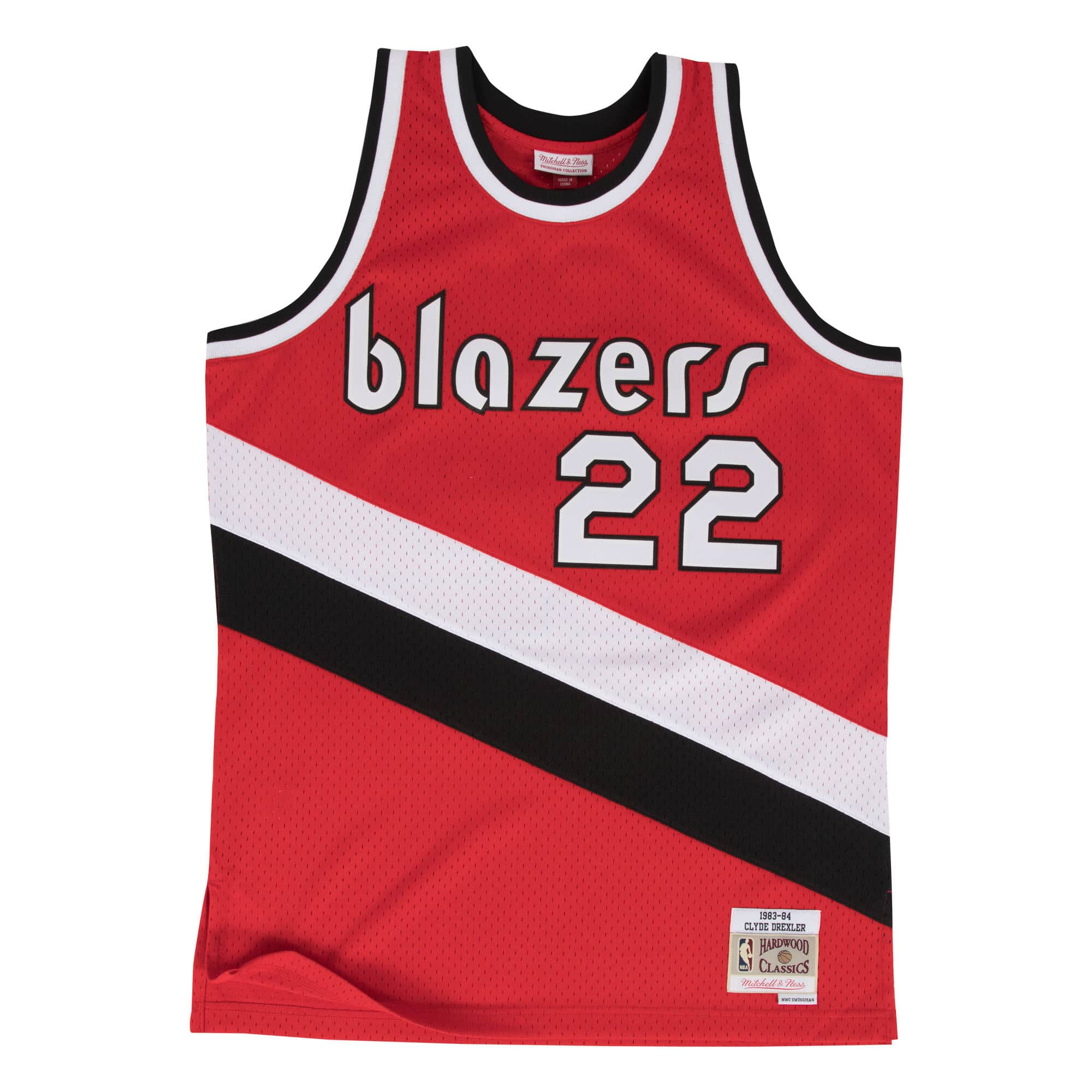 Clyde Drexler Portland Trail Blazers NBA Mitchell & Ness Homme Scarlet 1983-84 Hardwood Classics Swingman Maillot