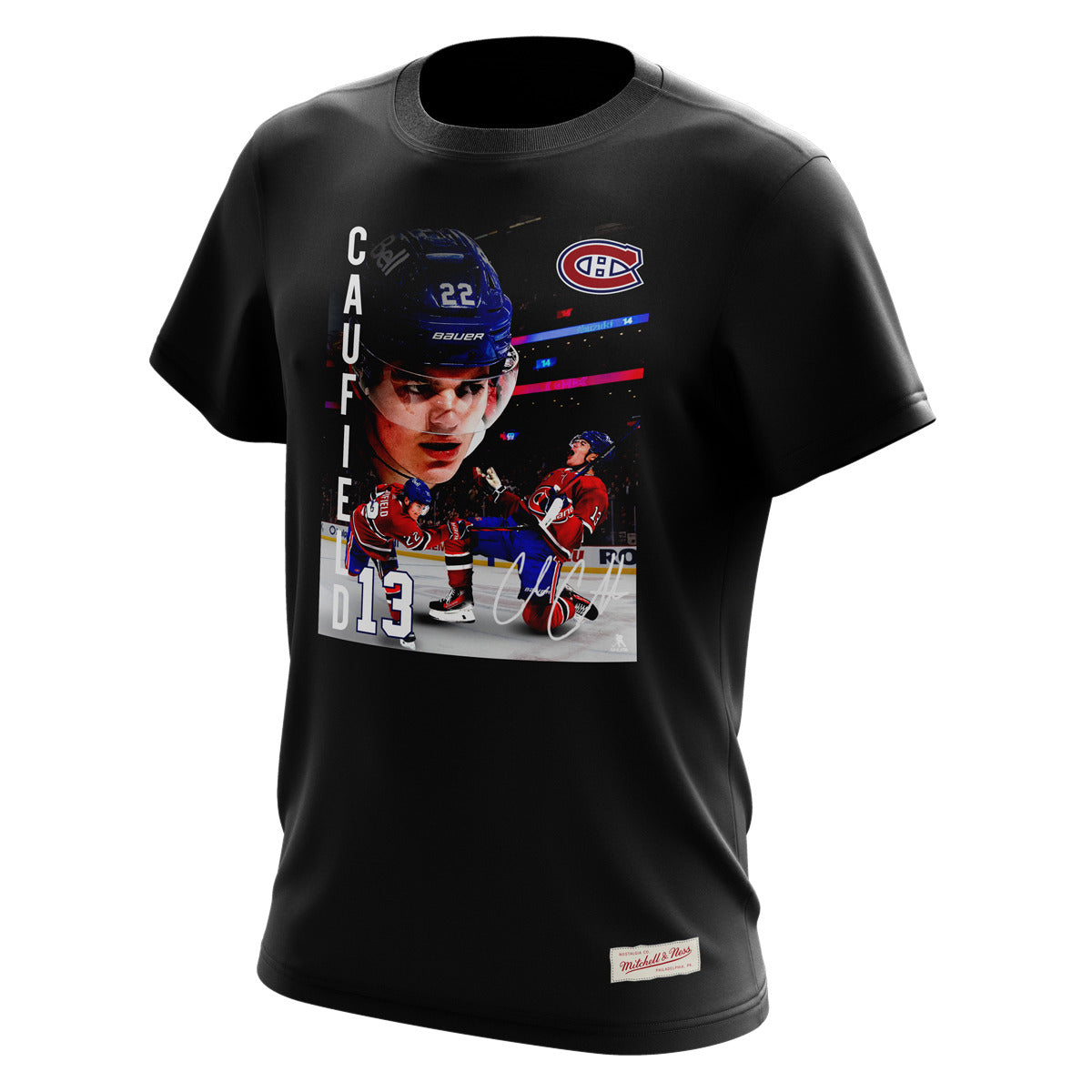 Cole Caufield Montreal Canadiens NHL Mitchell & Ness Men's Black Bootleg T-Shirt
